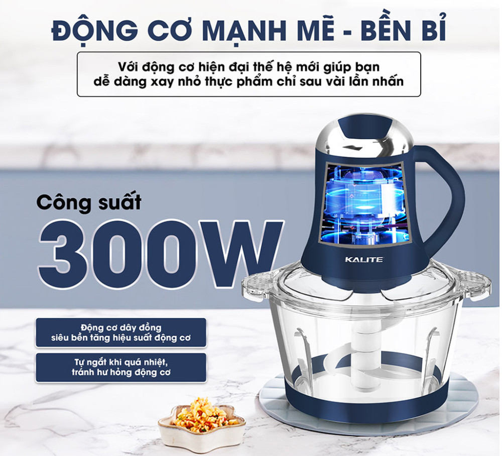 Công suất lớn, có khả năng xay nhanh và nhuyễn nhiều loại nguyên liệu khác nhau.