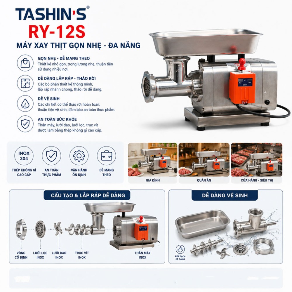 Máy xay thịt Tashin’s RY-12S - Hàng chính hãng