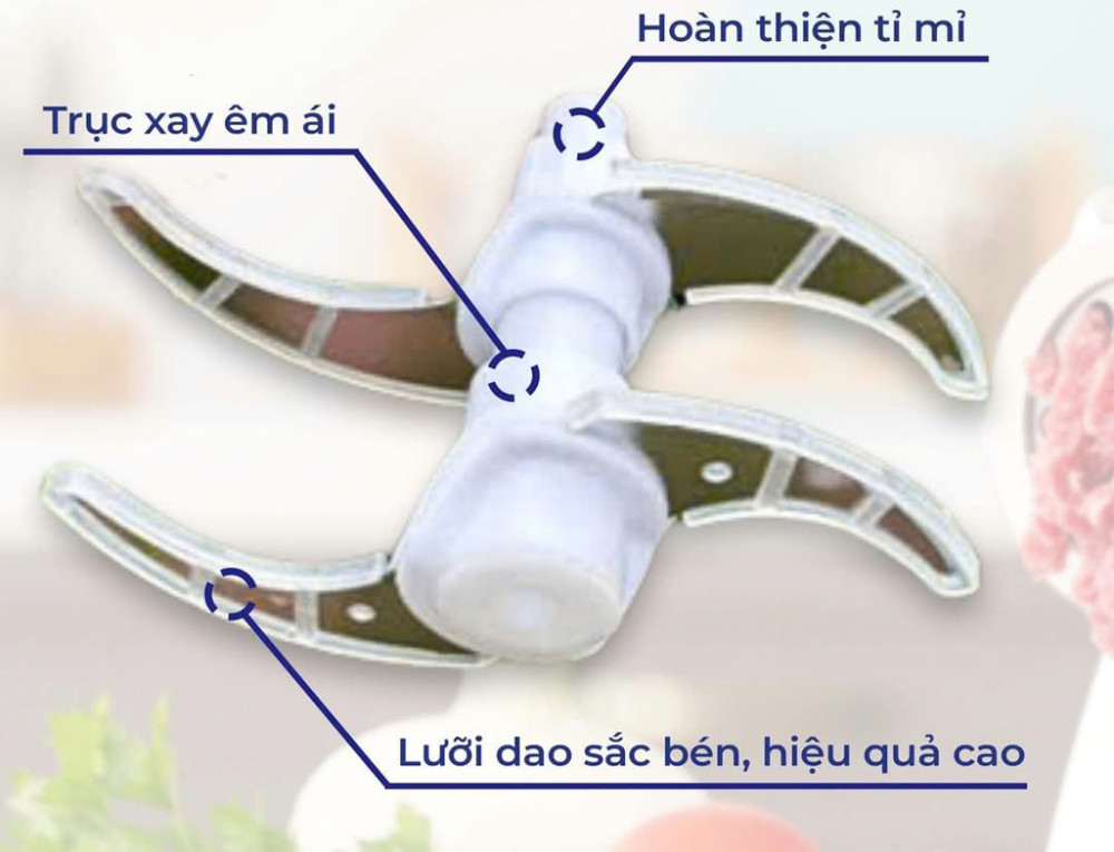 Lưỡi dao kép sắc bén, xay nhuyễn mịn các thực phẩm