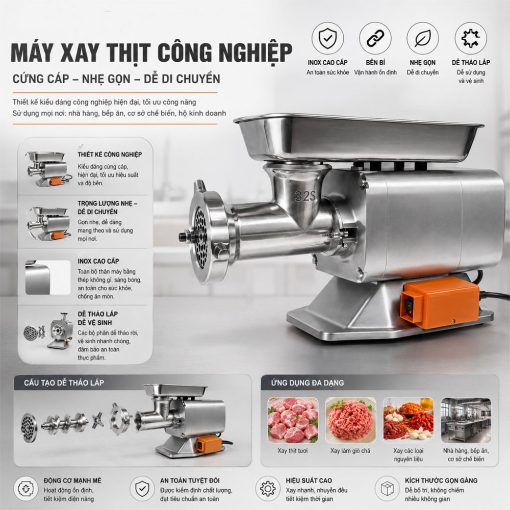 Máy xay thịt công nghiệp Tashin’s RY-32S - Hàng chính hãng