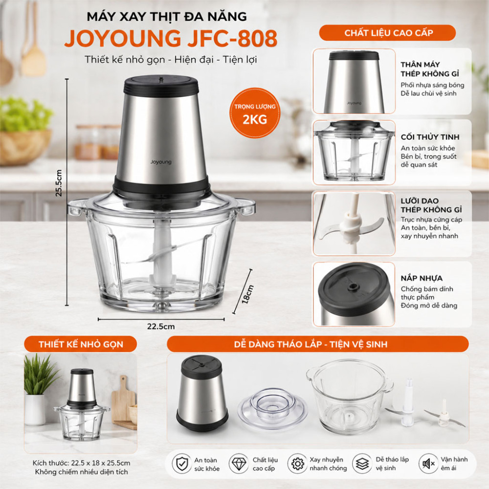 Máy xay thịt đa năng Joyoung JFC-808 - Hàng chính hãng