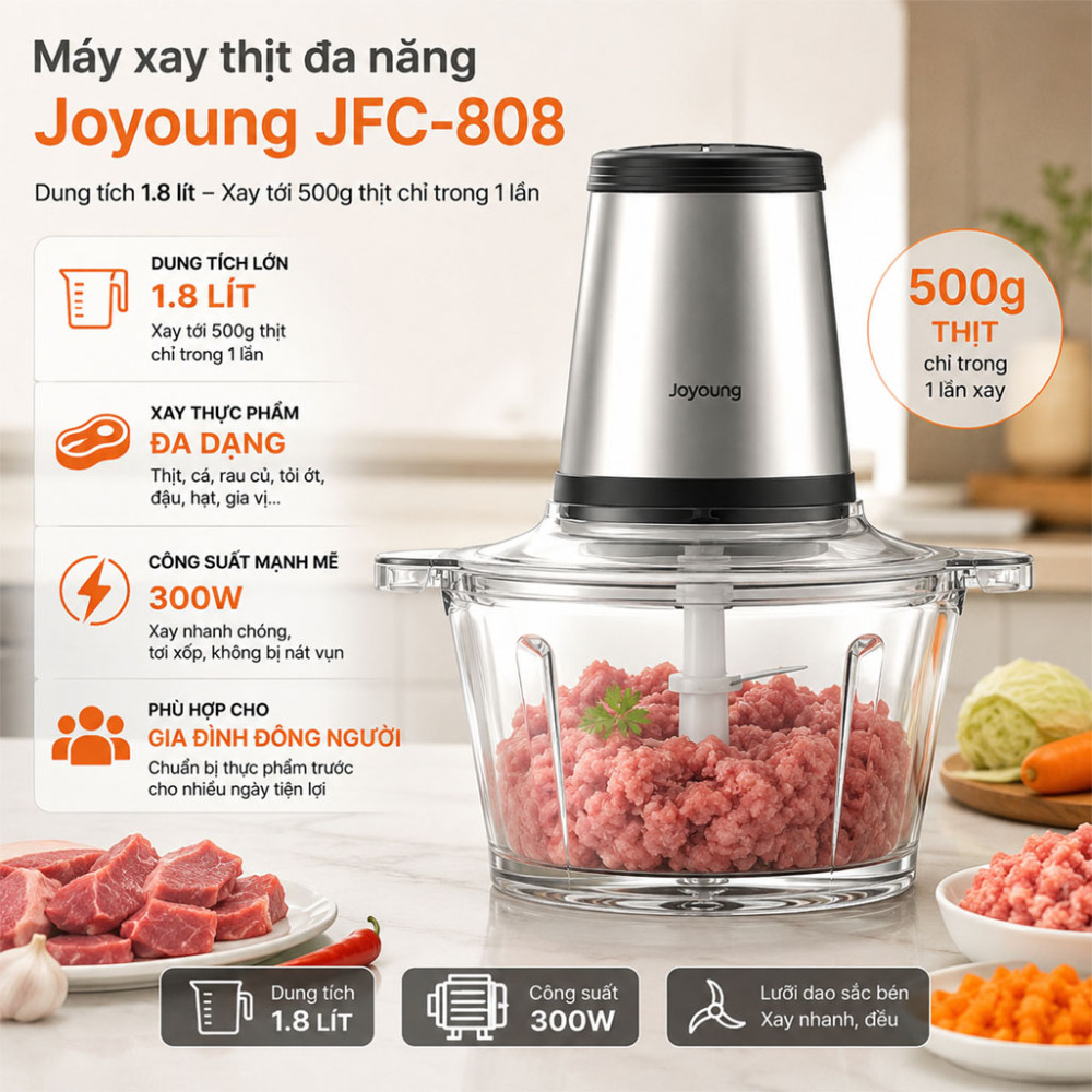 Máy xay thịt đa năng Joyoung JFC-808 - Hàng chính hãng