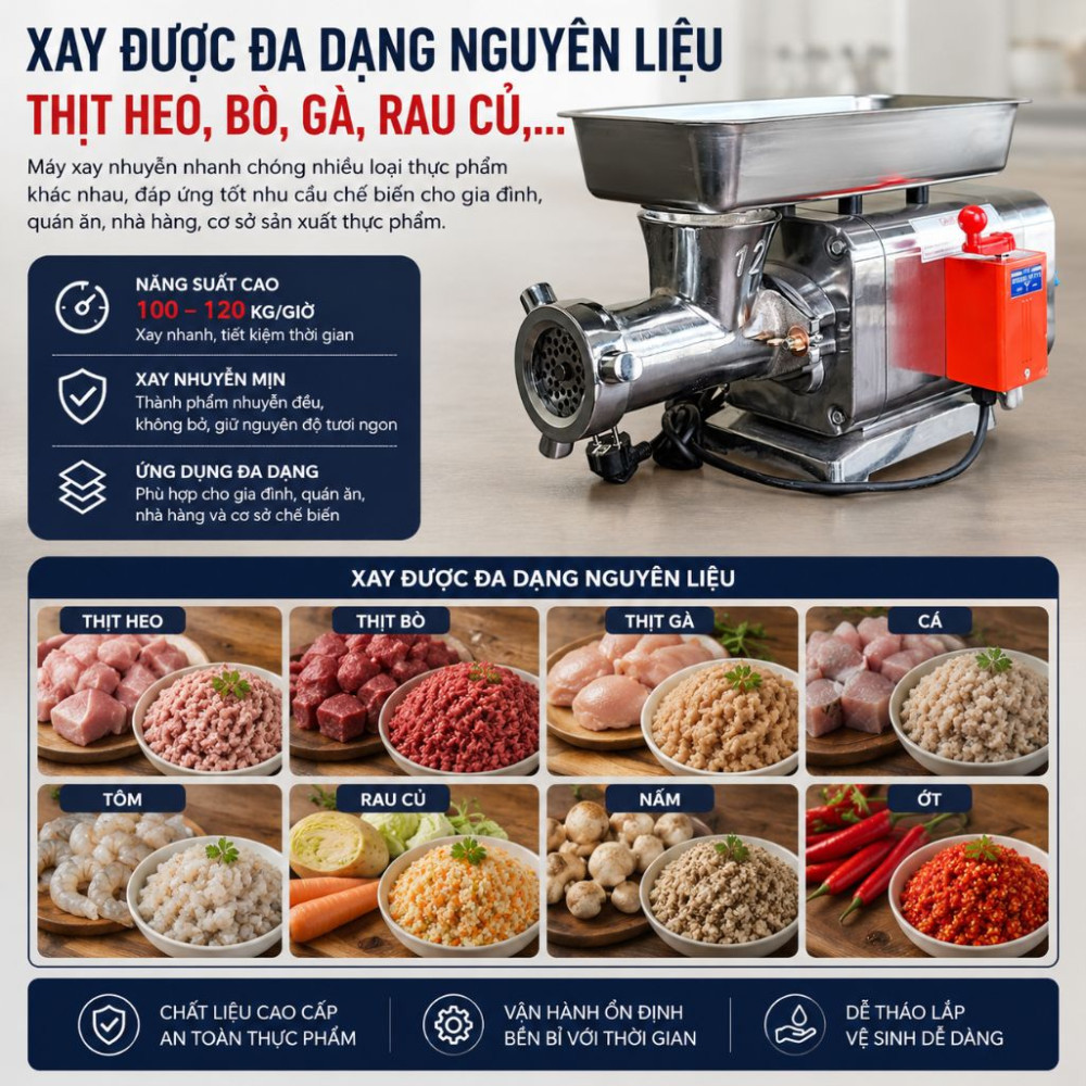 Máy xay thịt công nghiệp Lintop LMM-12-1 - Hàng chính hãng