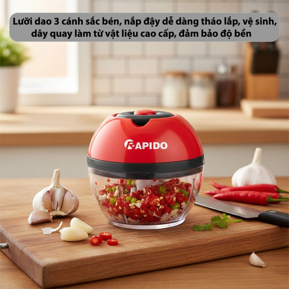 Máy xay tỏi ớt mini đa năng Rapido RC-3B - Hàng chính hãng