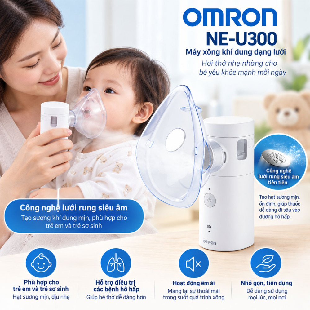 Máy xông khí dung dạng lưới Omron NE-U300 - Hàng chính hãng