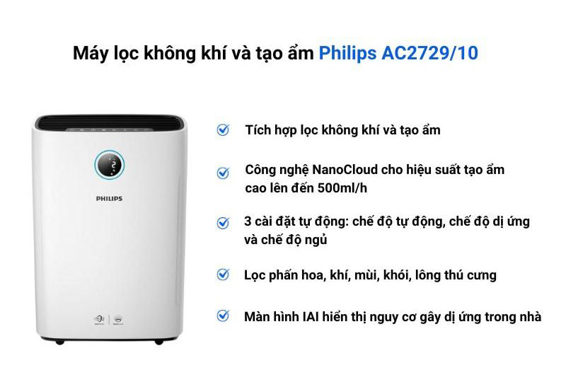 Đặc điểm nổi bật của máy lọc không khí Philips AC2729/10