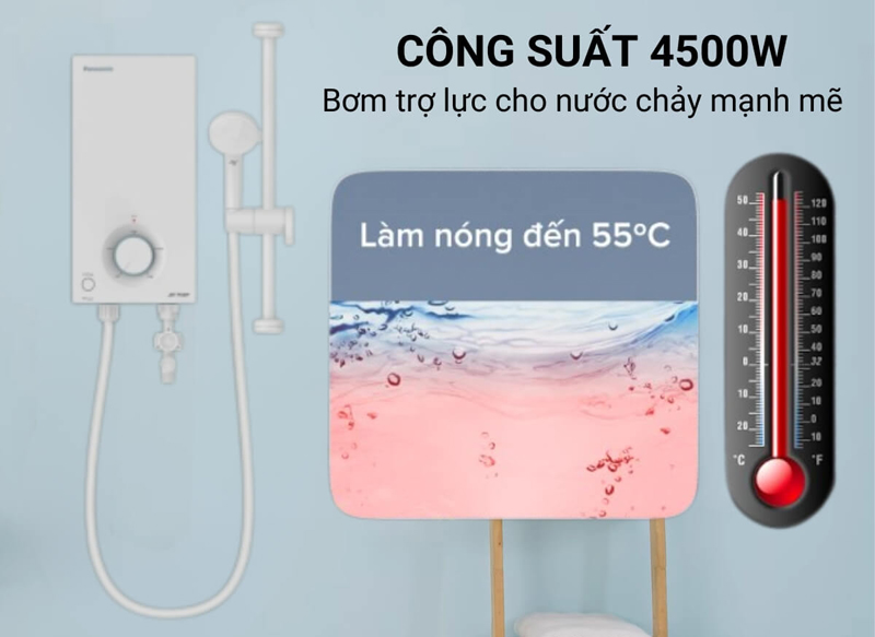 Công suất mạnh mẽ 4500W, làm nóng nhanh chóng