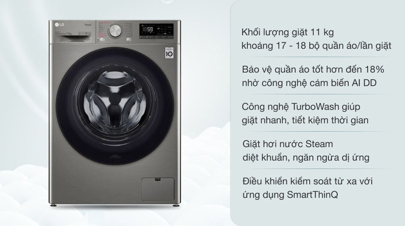 Một số tính năng nổi bật của máy giặt LG FV1411S4P
