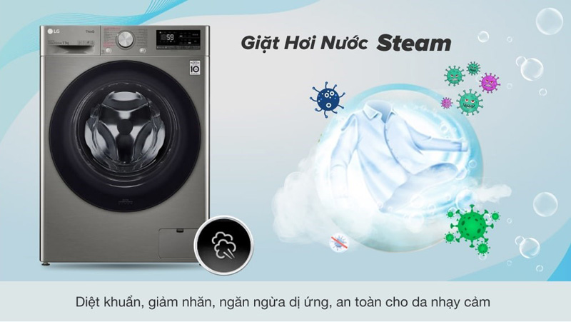Công nghệ giặt hơi nước SteamCare, diệt khuẩn đến 99,99%