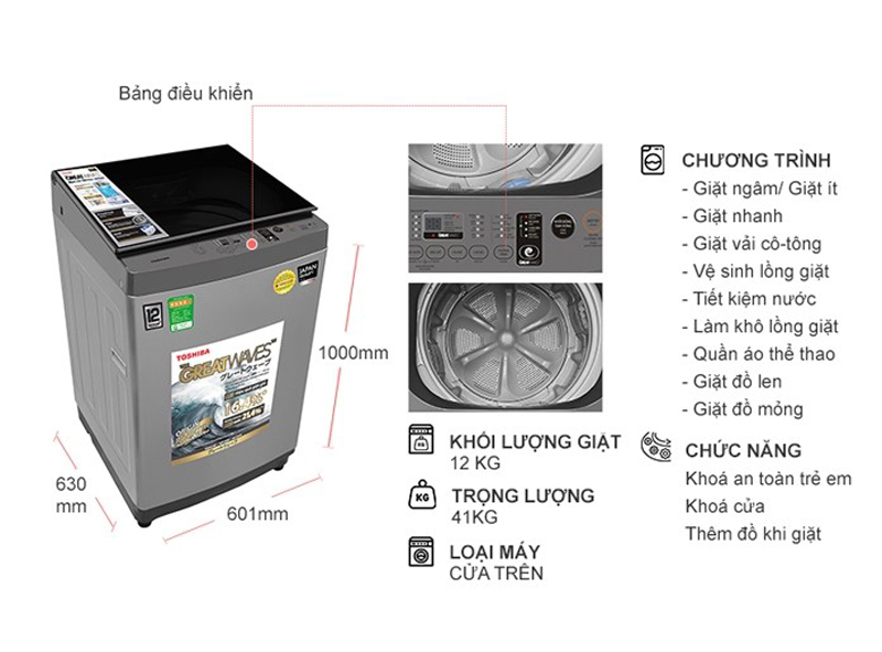 Máy giặt Toshiba AW-DUK1300KV(SG) - Hàng chính hãng