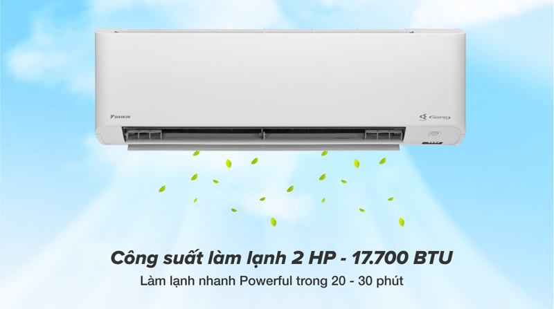 Công suất làm lạnh 17.7000 BTU phù hợp với những căn phòng có diện tích từ 20 - 30 m2