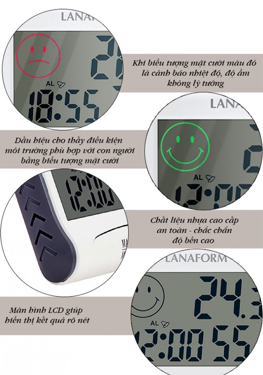 Chi tiết của nhiệt ẩm kế điện tử Lanaform LA120701