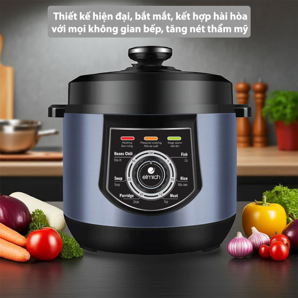Nồi áp suất cơ 6L Elmich PCE-8572 thiết kế sang trọng, chất liệu bền bỉ