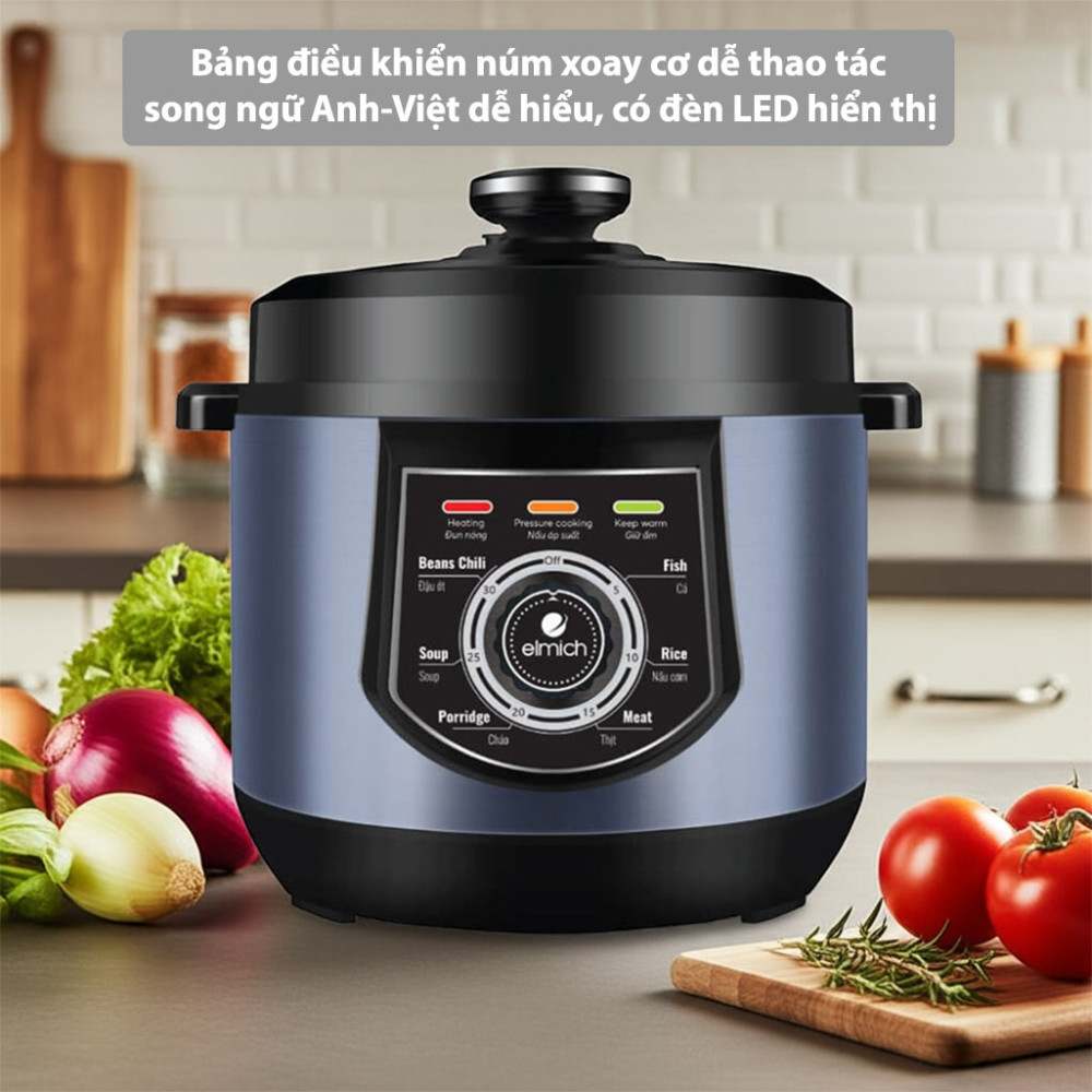 Nồi áp suất cơ 6L Elmich PCE-8572 bảng điều khiển cơ dễ dàng sử dụng