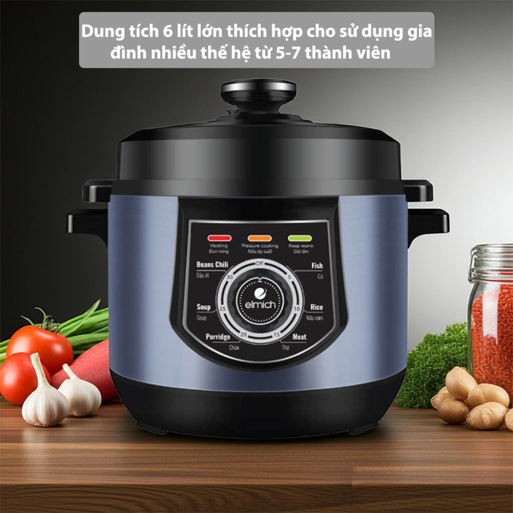 Nồi áp suất cơ 6L Elmich PCE-8572 dung tích phù hợp gia đình đông người