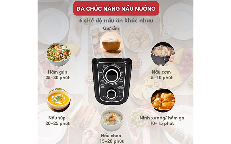 6 chế độ nấu của Nồi áp suất đa năng Hasuka HSK-983