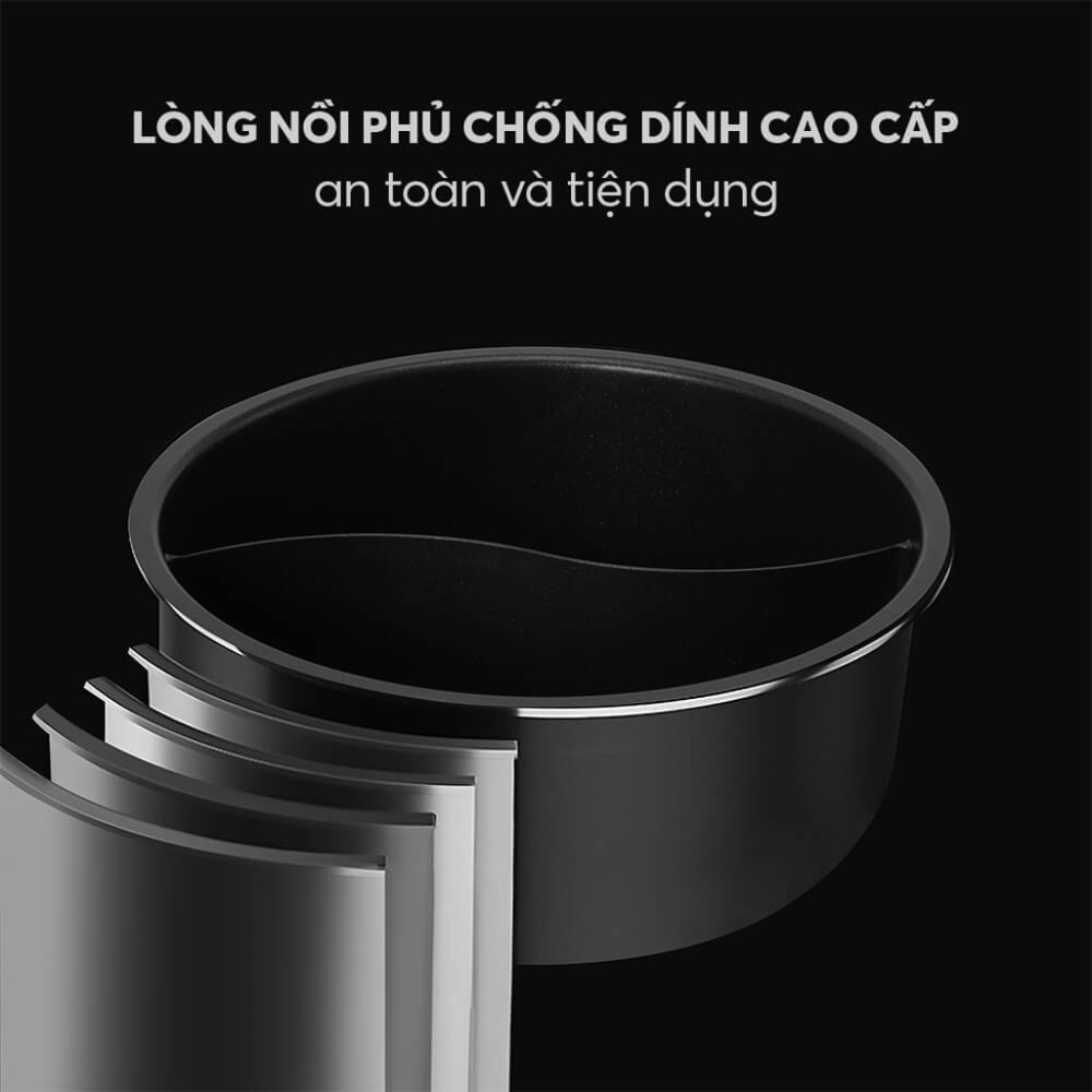 Lòng nồi được làm từ hợp kim nhôm phủ chống dính