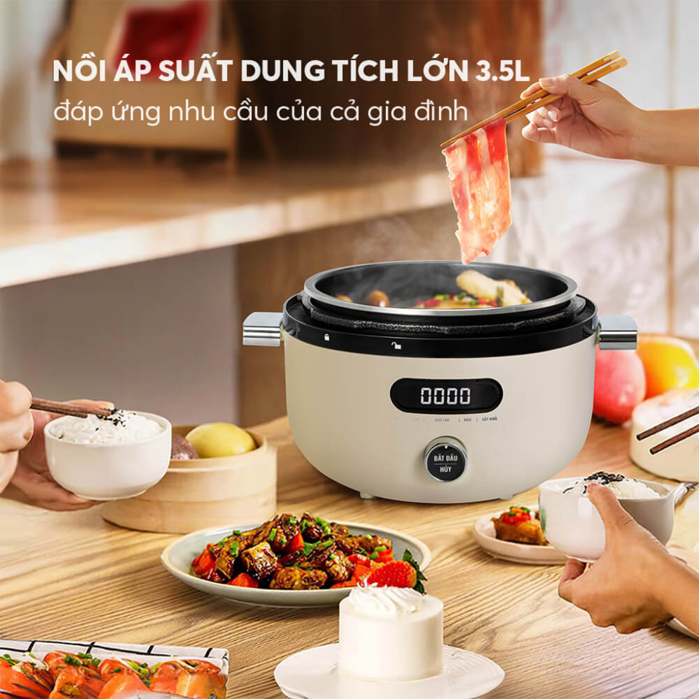 Dung tích 3.5 lít phù hợp cho gia đình 2-4 người