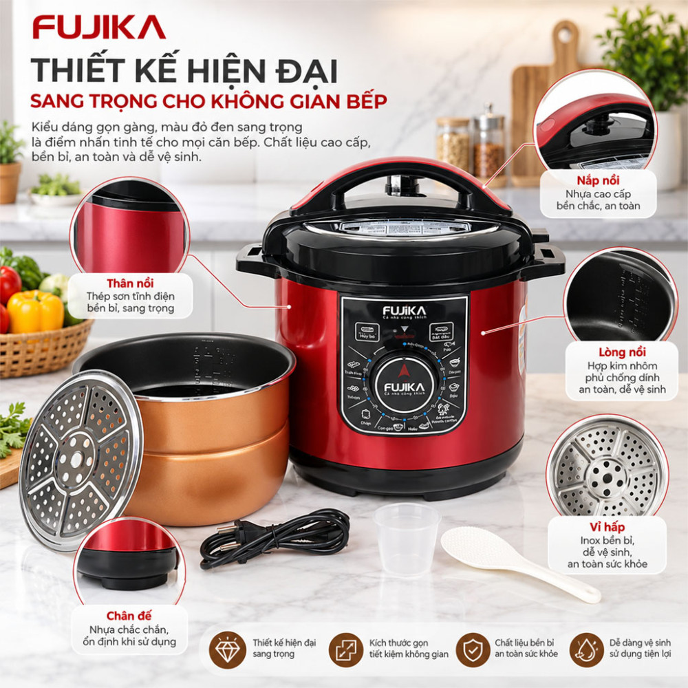 Nồi áp suất điện Fujika FJ-AS167 - Hàng chính hãng