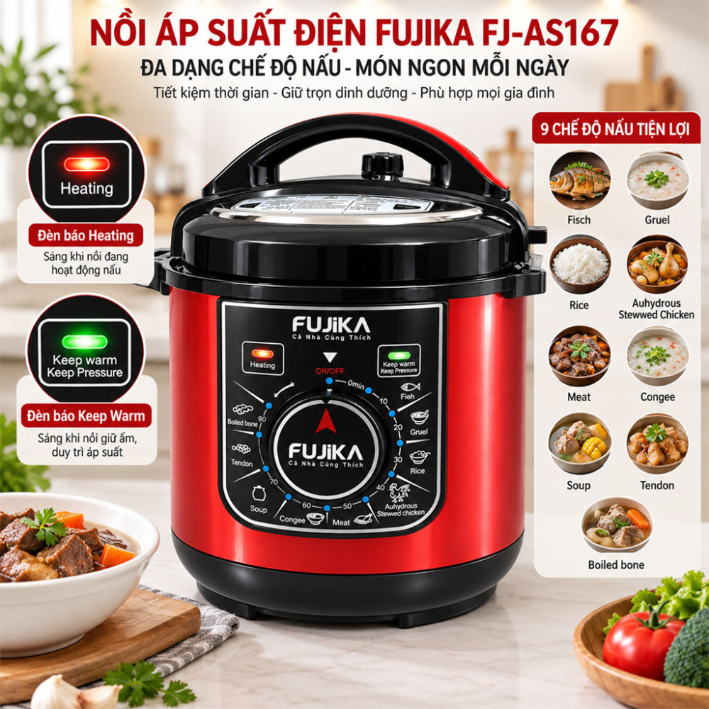 Nồi áp suất điện Fujika FJ-AS167 - Hàng chính hãng