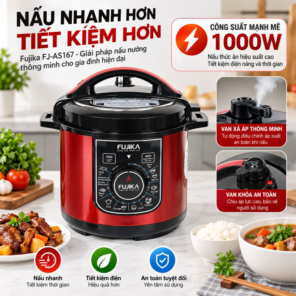 Nồi áp suất điện Fujika FJ-AS167 - Hàng chính hãng