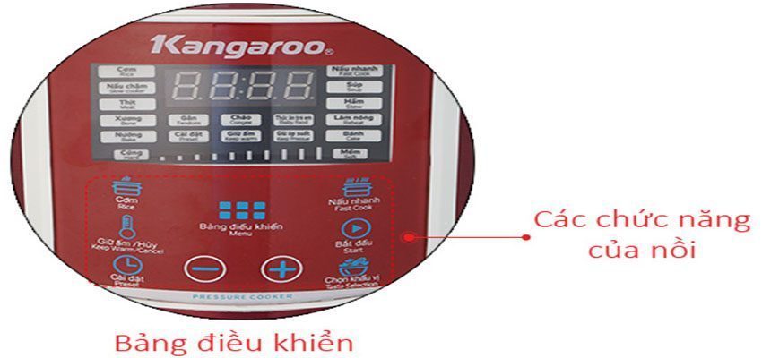 Bảng điều khiển của nồi áp suất điện Kangaroo KG281