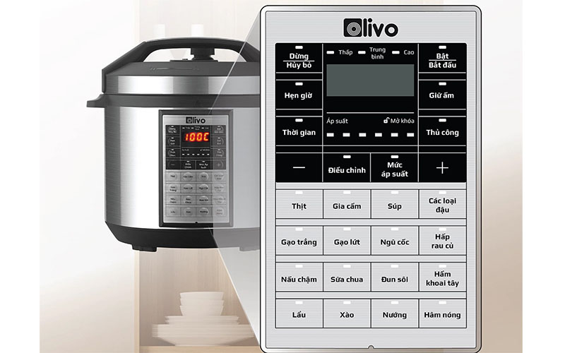 Bảng điều khiển của Nồi áp suất điện tử Olivo PC60