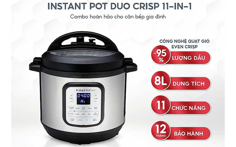 Nồi áp suất kết hợp chiên không dầu Instant Pot Duo Crisp 11-In-1 - Hàng chính hãng
