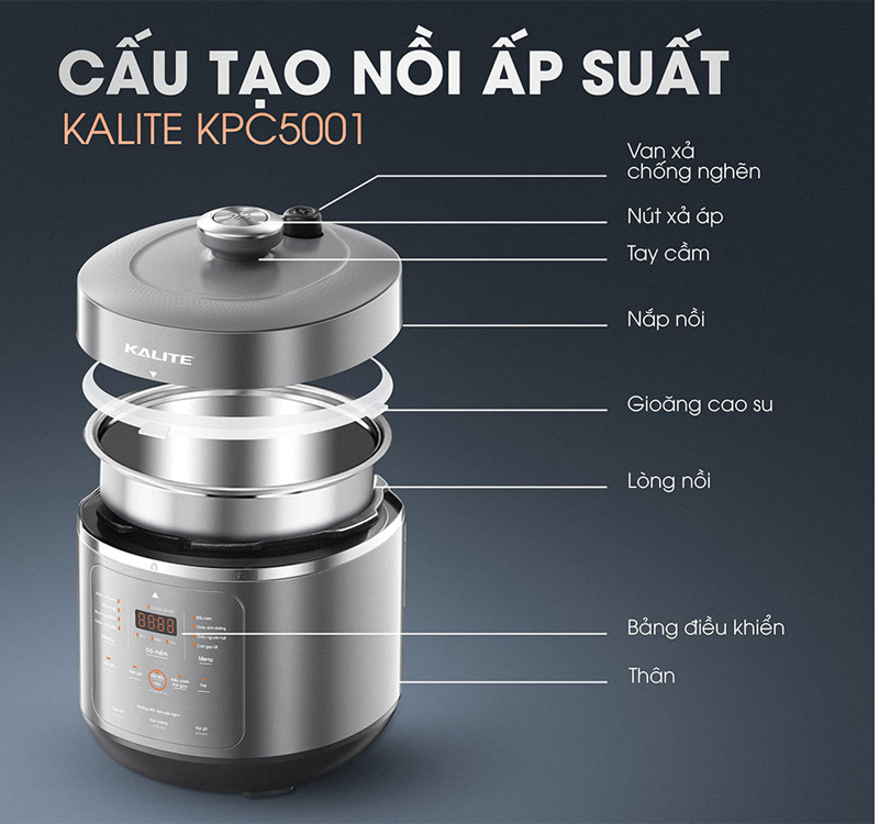 Cấu tạo của nồi áp suất điện tử Kalite KPC5001 