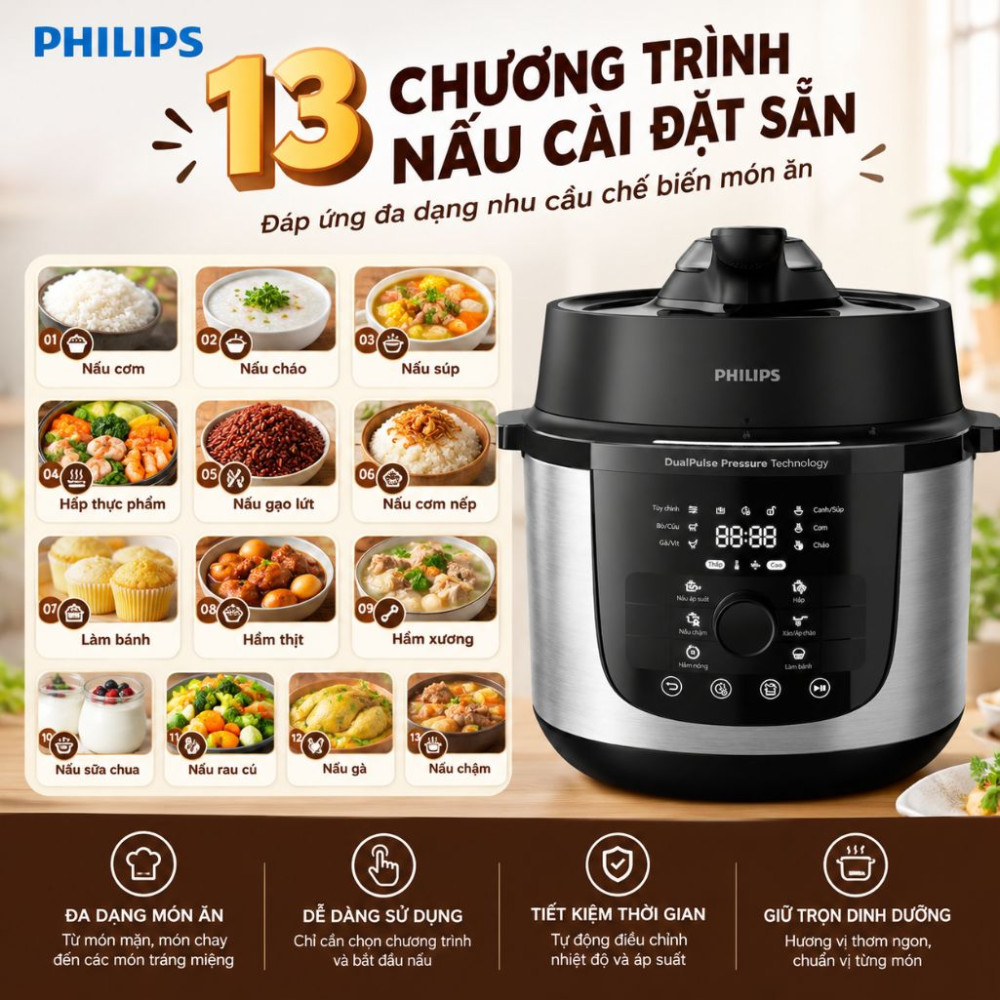 Nồi áp suất điện Philips HD2616/70 - Hàng chính hãng