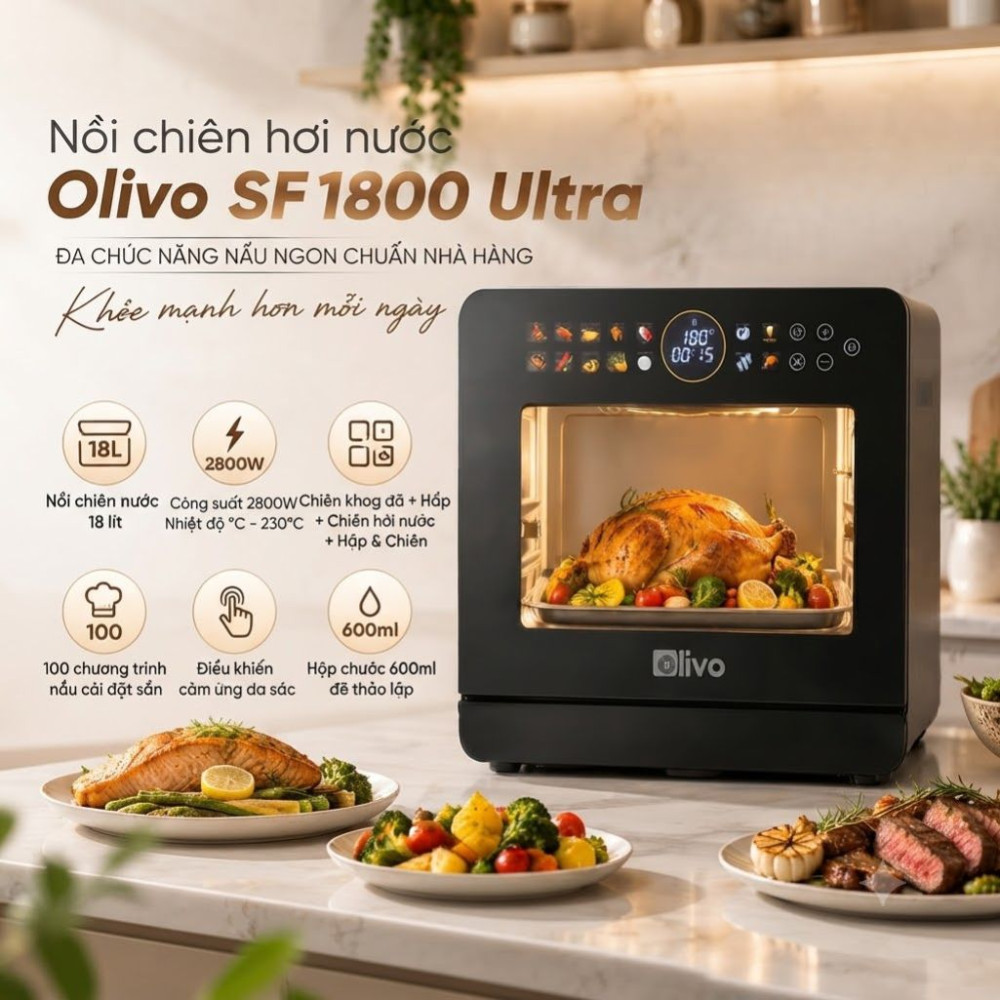 Nồi chiên hơi nước Olivo SF1800  - Hàng chính hãng