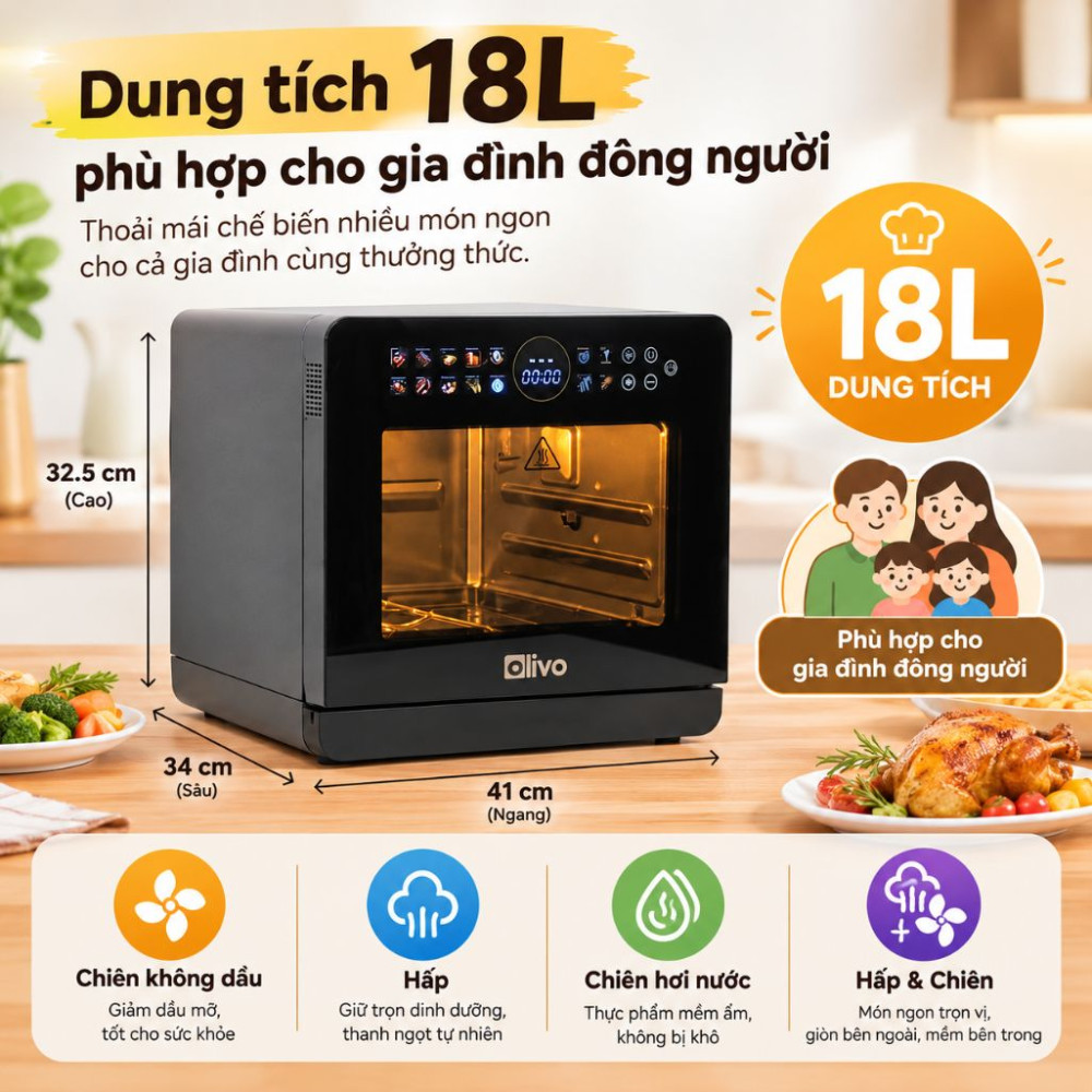 Nồi chiên hơi nước Olivo SF1800  - Hàng chính hãng