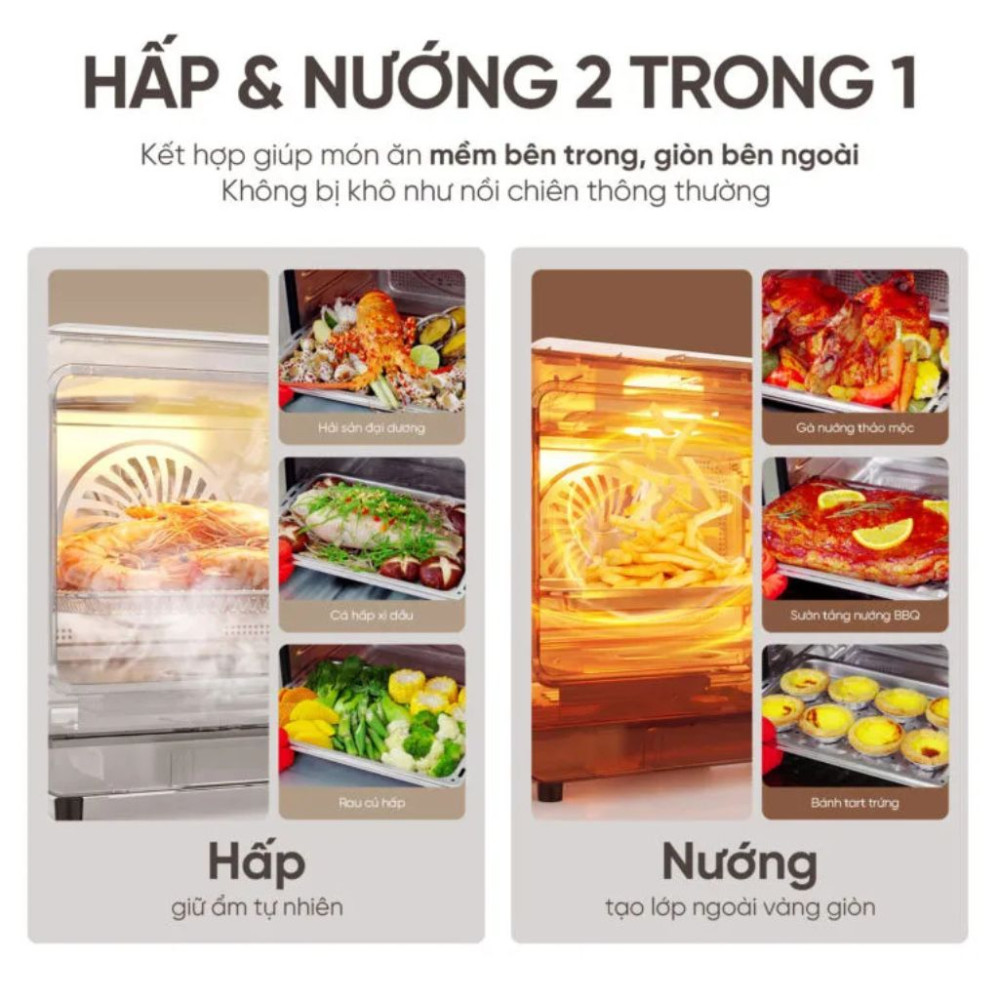 Nồi chiên không dầu kết hợp hấp Magic Eco S23 - Hàng chính hãng