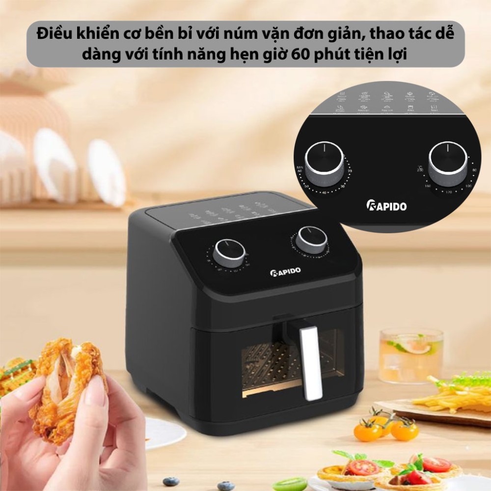 Nồi chiên không dầu 12 lít Rapido RAF-12M2 - Hàng chính hãng