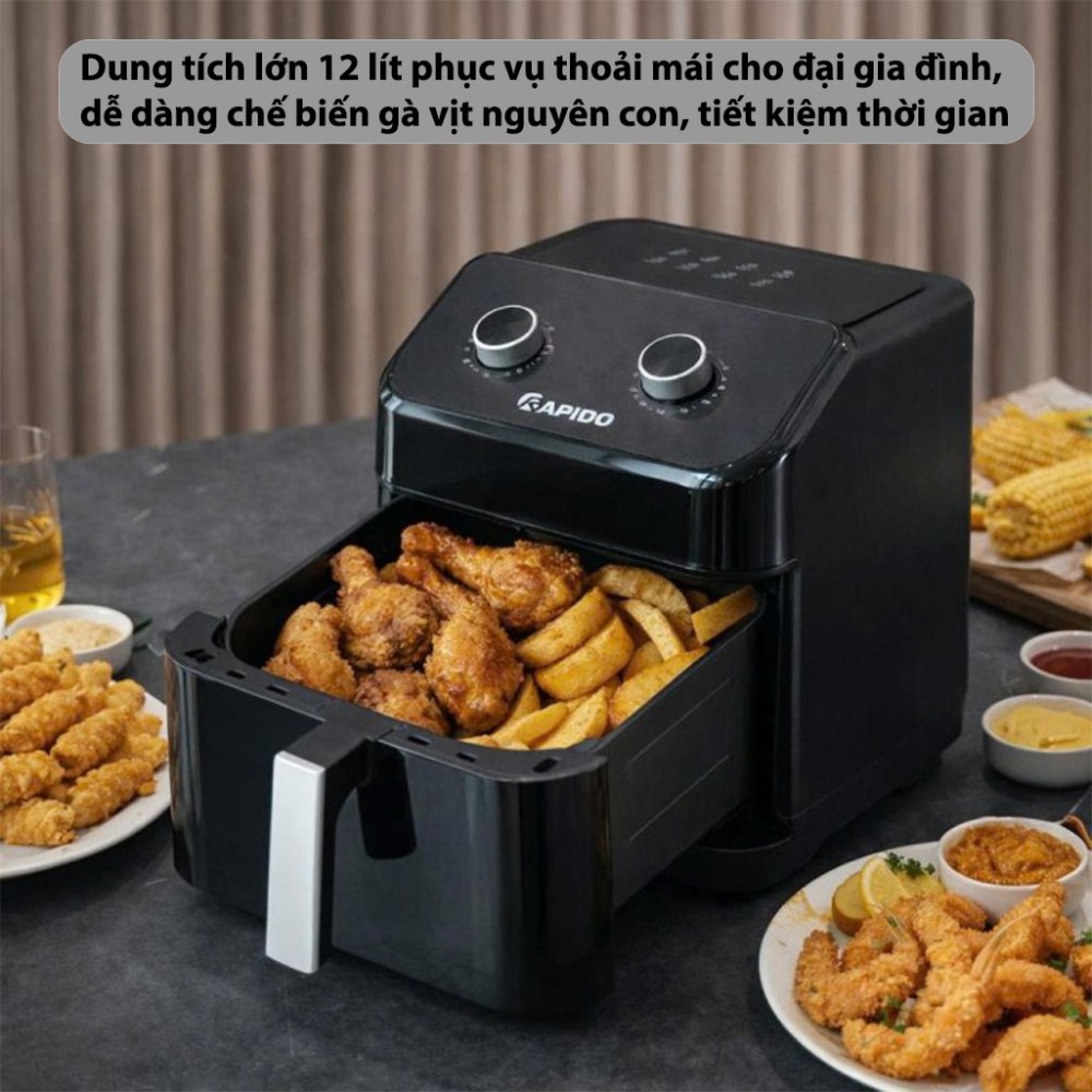 Nồi chiên không dầu 12 lít Rapido RAF-12M2 - Hàng chính hãng