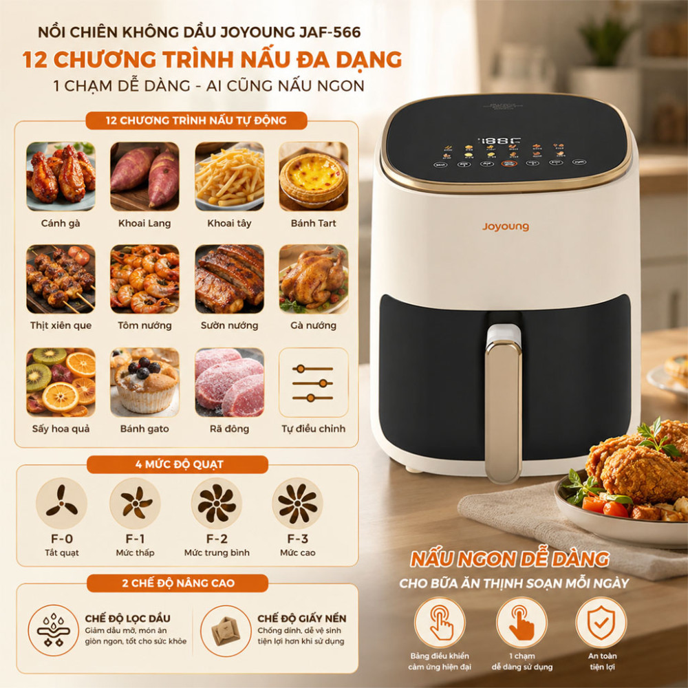 Nồi chiên không dầu Joyoung JAF-566 - Hàng chính hãng