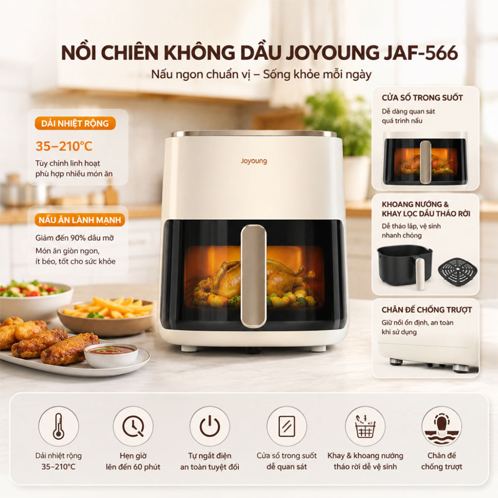 Nồi chiên không dầu Joyoung JAF-566 - Hàng chính hãng