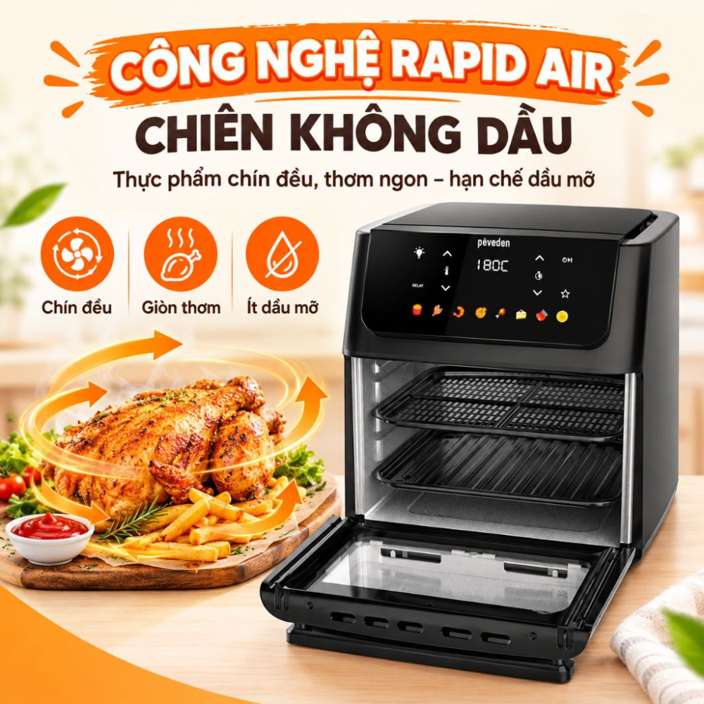 Nồi chiên không dầu Paveden 11 lít PAF-1118  - Hàng chính hãng