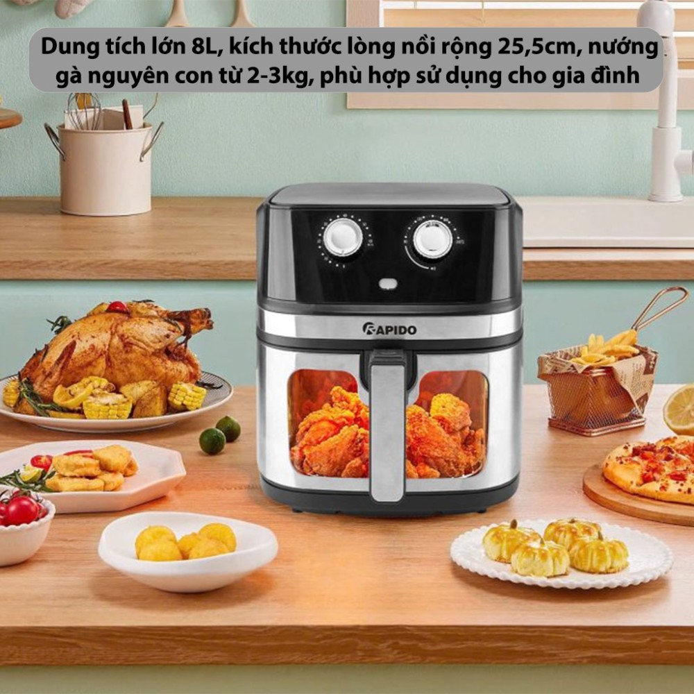 Nồi chiên không dầu Rapido RAF-8.0M3 - Hàng chính hãng