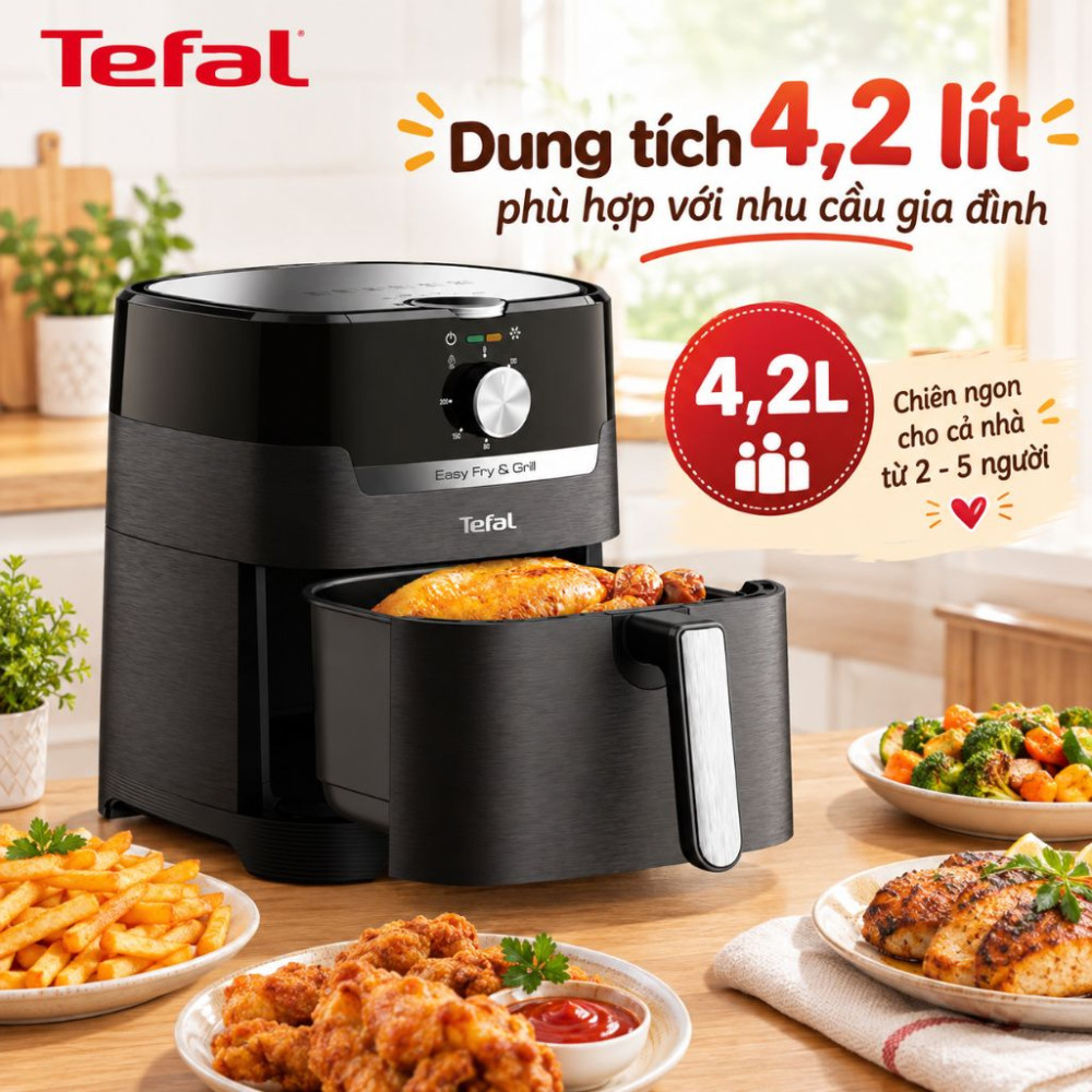 Nồi chiên không dầu Tefal 4.2 lít EY501815 - Hàng chính hãng