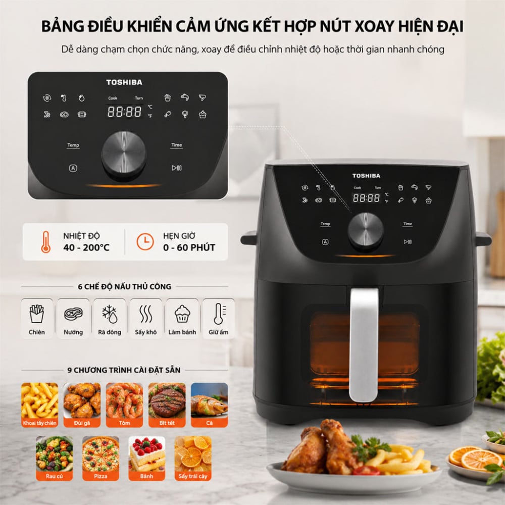 Nồi chiên không dầu Toshiba AF-74CP1URVN(H) - Hàng chính hãng