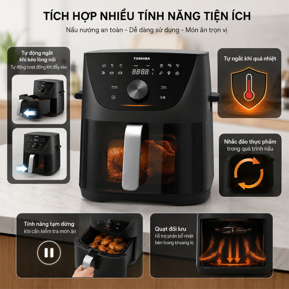 Nồi chiên không dầu Toshiba AF-74CP1URVN(H) - Hàng chính hãng