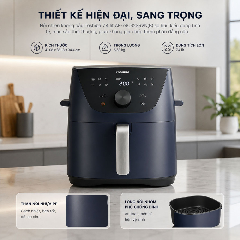 Nồi chiên không dầu Toshiba AF-74CS2SRVN(B) - Hàng chính hãng