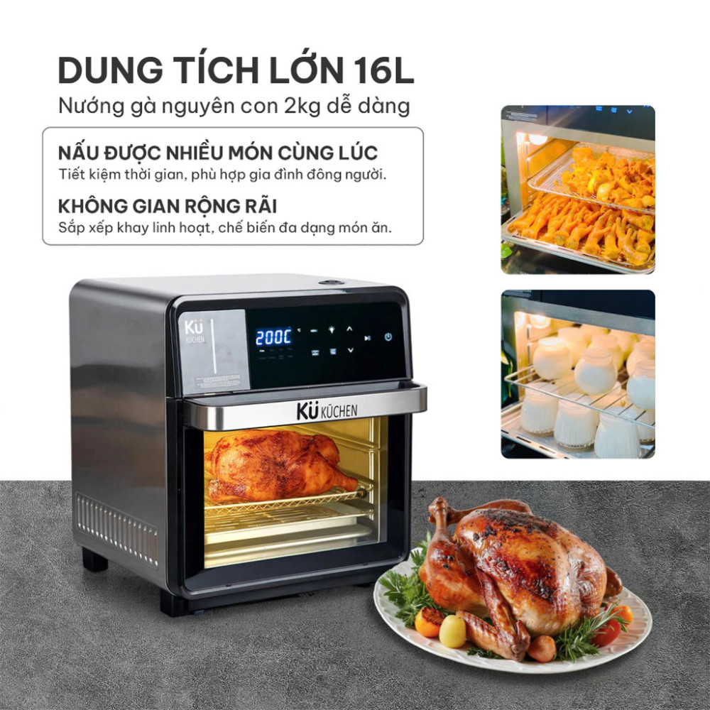 Nồi chiên không dầu kết hợp hấp Kuchen PCL-2228 - Hàng chính hãng