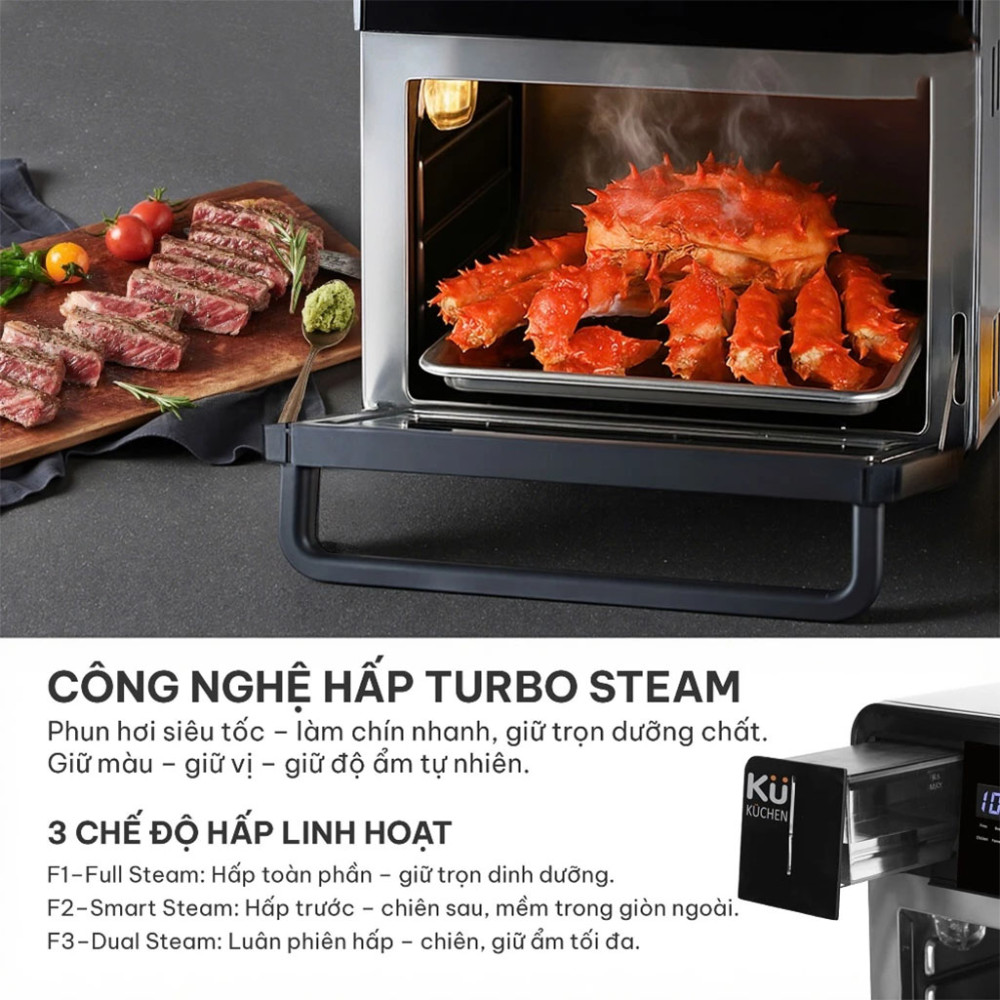 Nồi chiên không dầu kết hợp hấp Kuchen PCL-2228 - Hàng chính hãng