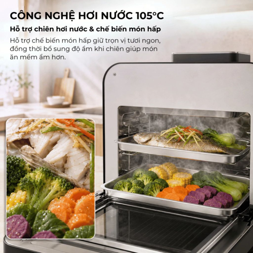 Nồi chiên không dầu kết hợp hấp Paveden PAF-1815ST - Hàng chính hãng