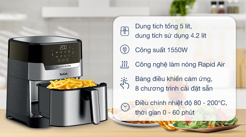 Tính năng nổi bật của nồi chiên không dầu Tefal 4.2 lít EY505815 