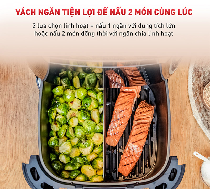 Dải phân cách Flexcook, chia làm 2 ngăn thuận tiện cho việc nấu nướng