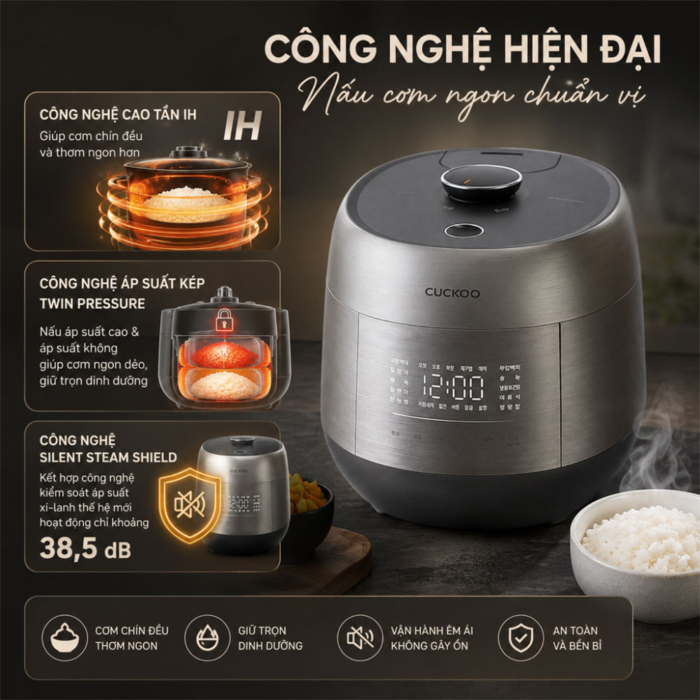 Nồi cơm áp suất cao tần Cuckoo CRP-PHTR0610FSM 1.08L - Hàng chính hãng