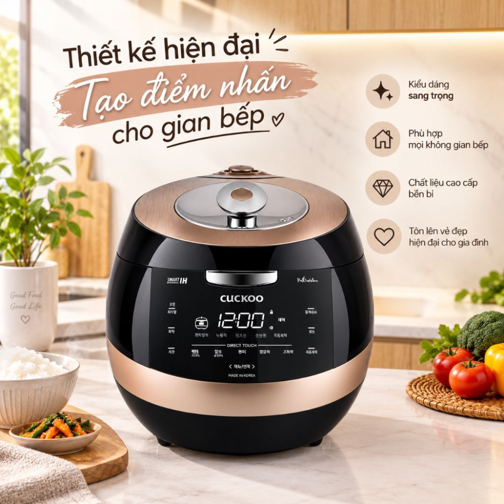 Nồi cơm áp suất điện tử cao tần 1,8L Cuckoo CRP-AHXB1008F - Hàng chính hãng